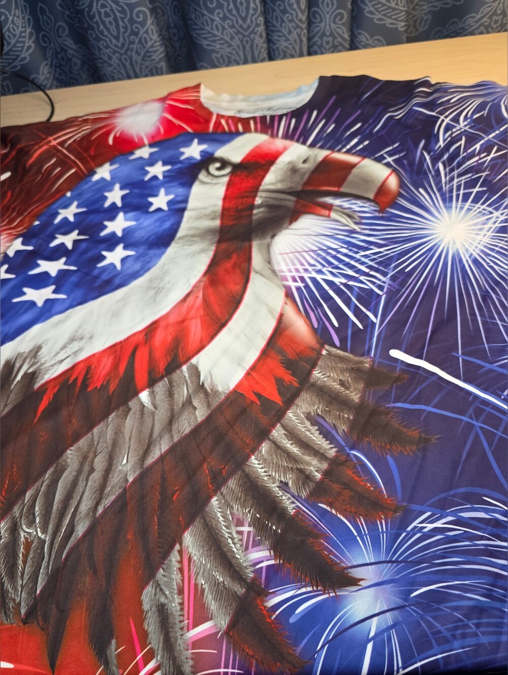 American Summer BALD EAGLE Patriotic USA Flag Shirt All-Over Print Tshirt SZ L